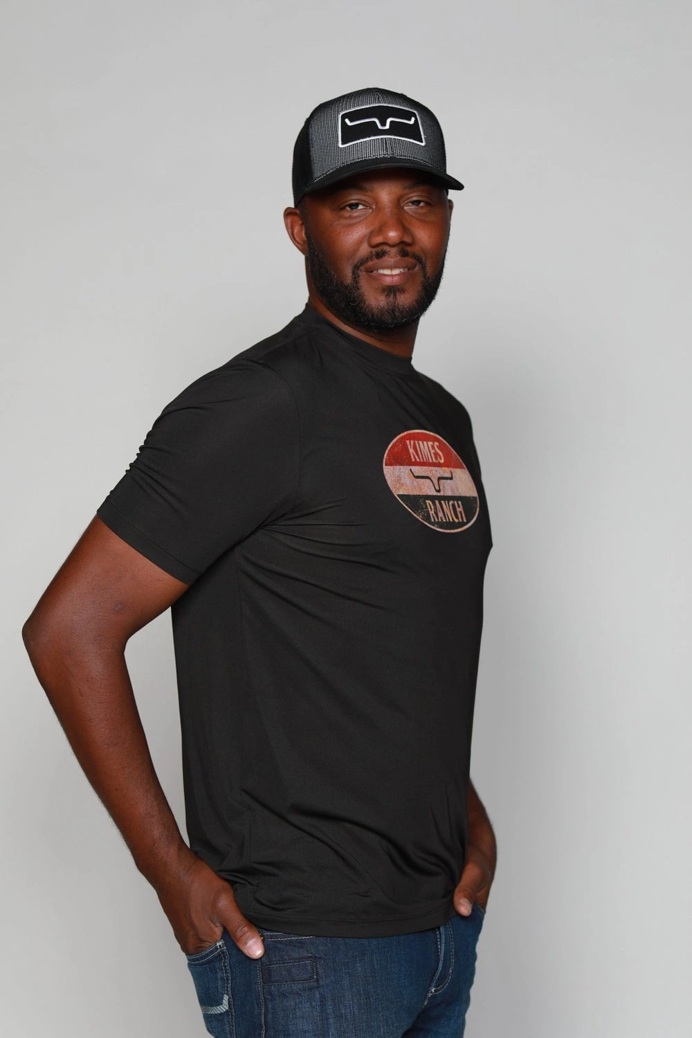 Kimes Ranch Mens American Standard Tee Black Polyester S/S T-Shirt Dynamic Design Tagless label