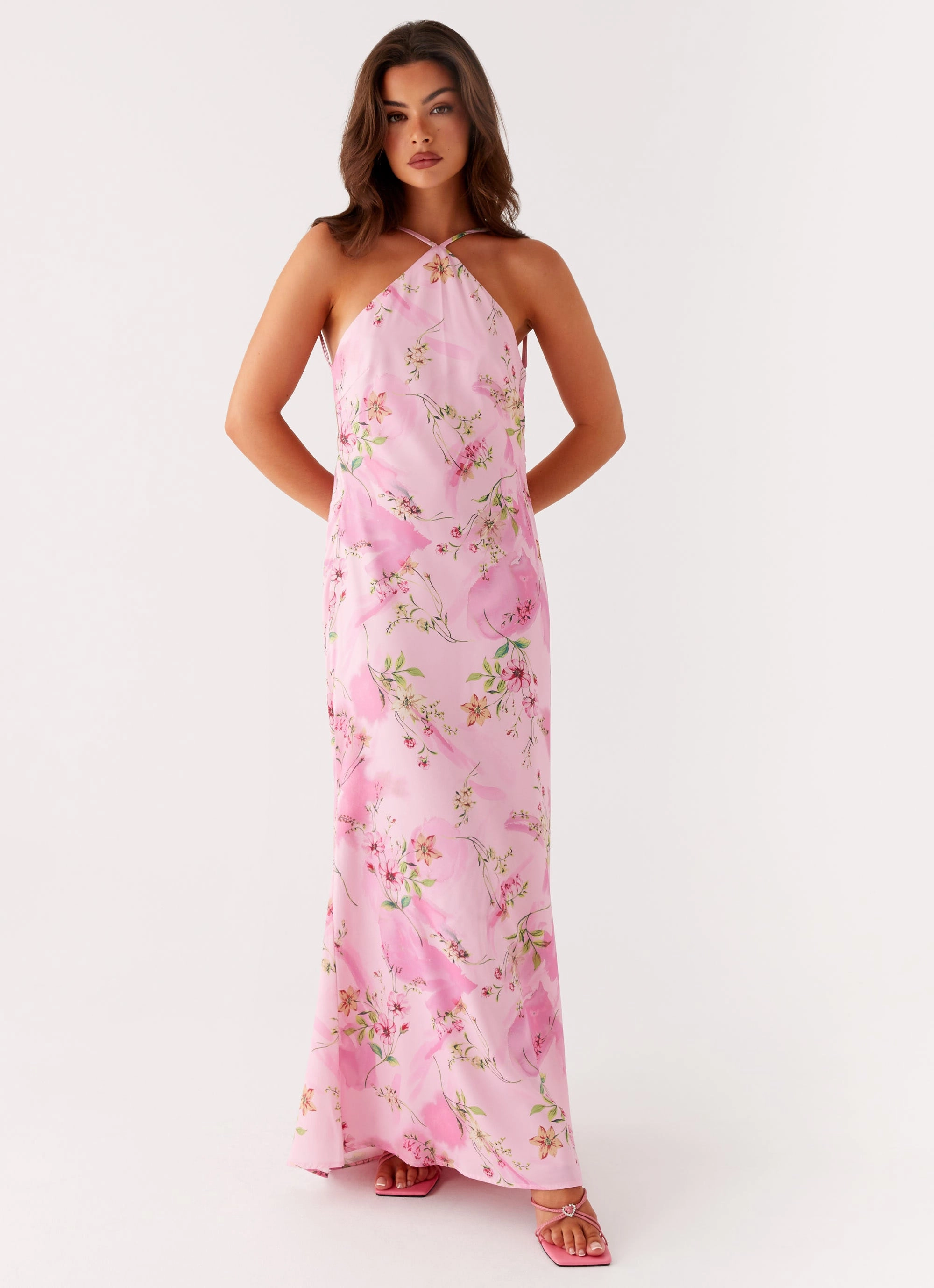 Layer Base Pascal Maxi Dress - Pink Floral Print