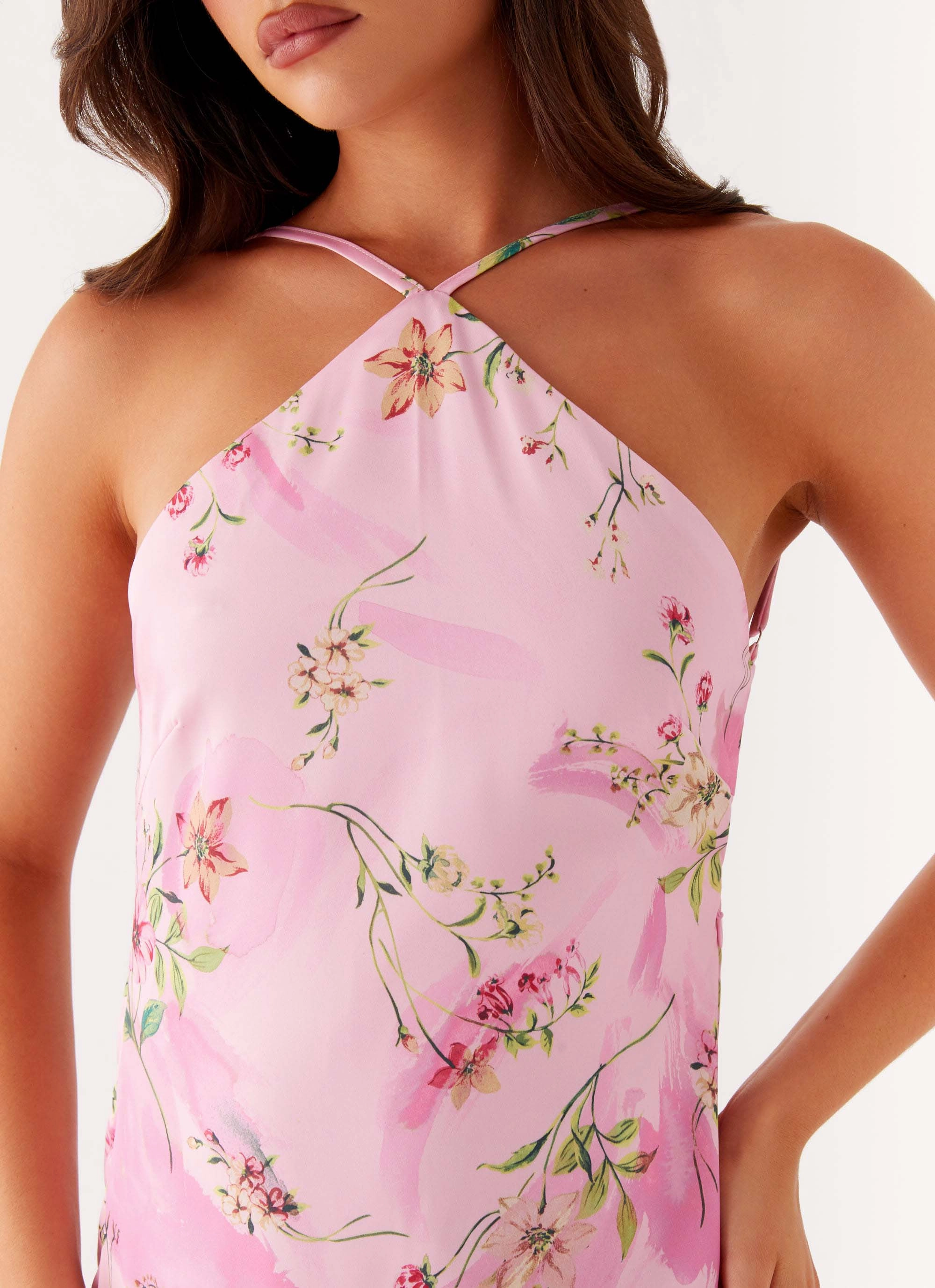 Smooth silhouette Pascal Maxi Dress - Pink Floral Print