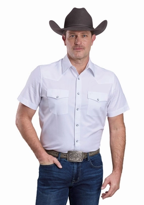 Statement Maker Reinforced Collar Stetson Mens 2768 Soft Oxford Optic White 100% Cotton S/S Shirt