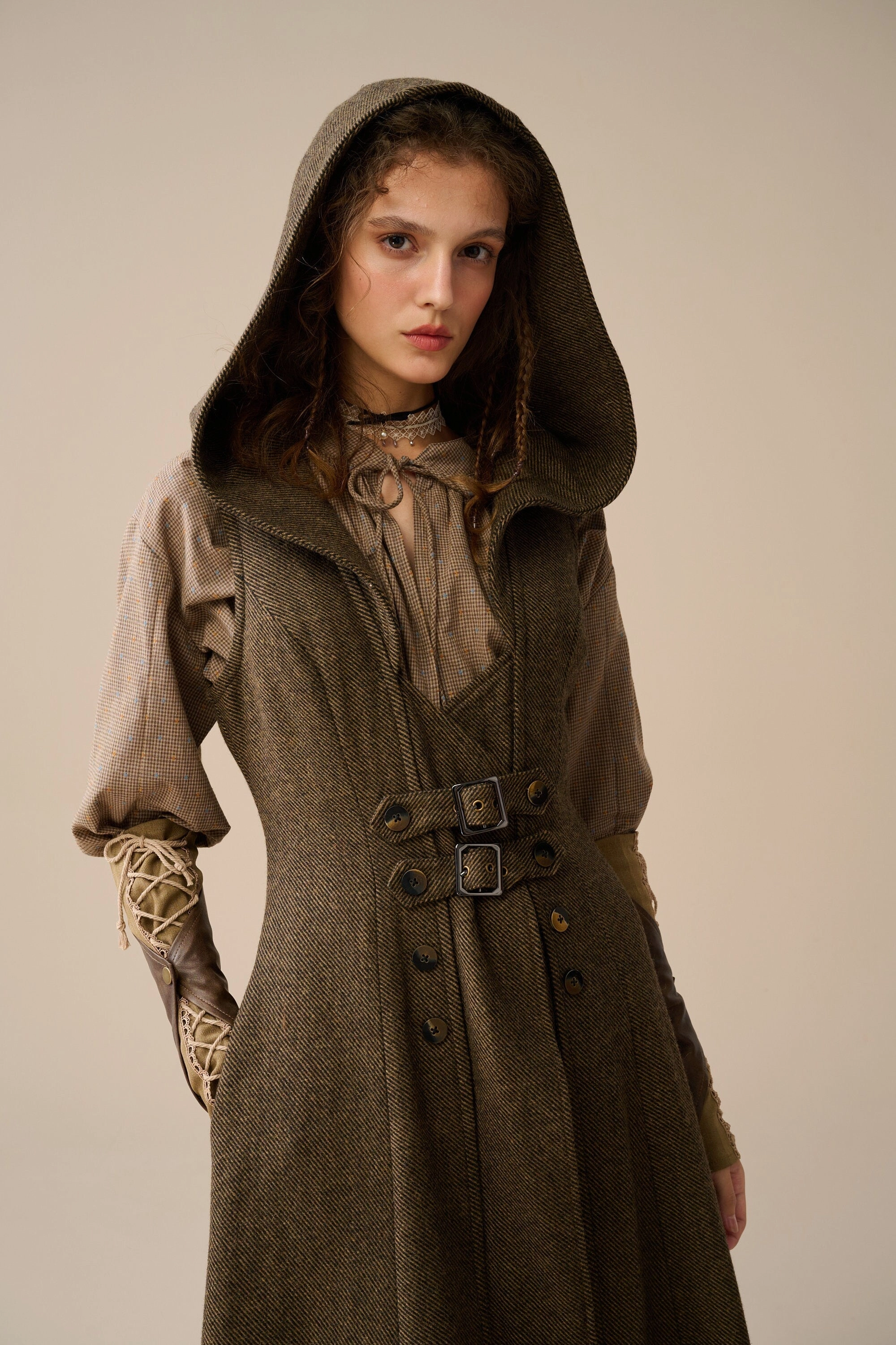 Patricia 21| hooded corset wool dress Everyday Comfort Wear Sport Flex