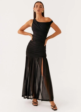 Pavilion Maxi Dress - Black Fine Texture