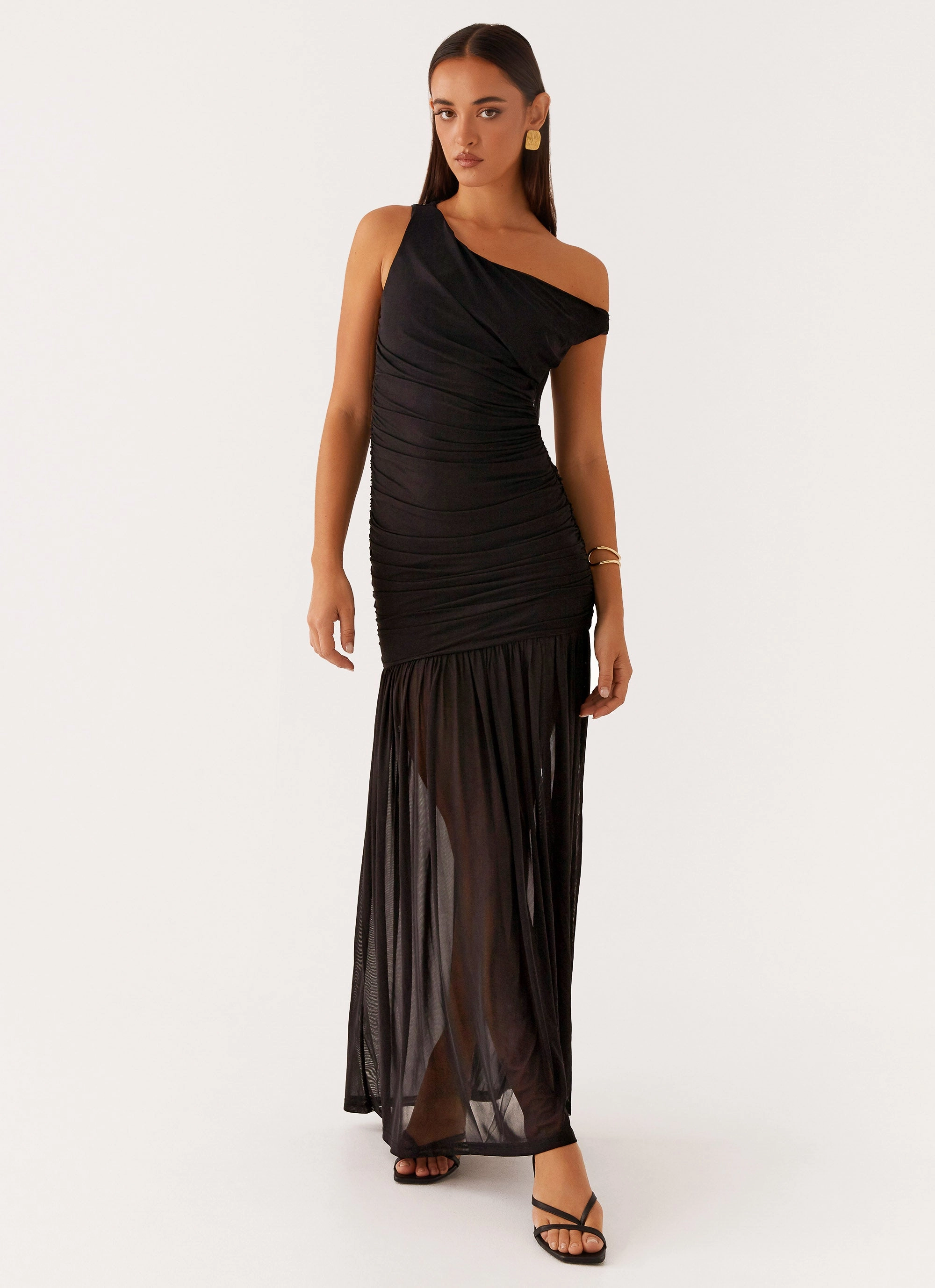 Pavilion Maxi Dress - Black Reversible-Style Cold-Shoulder