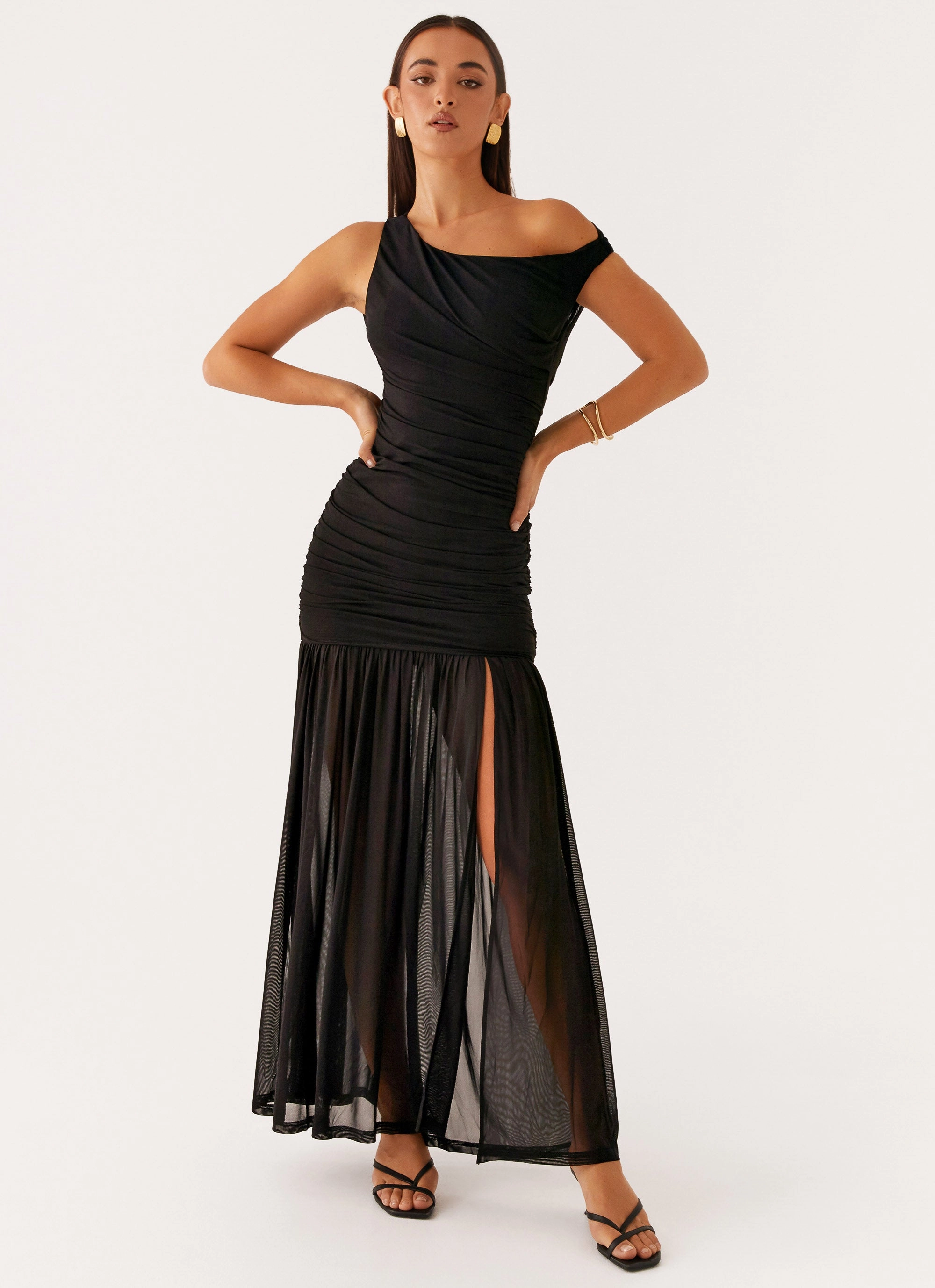 Pavilion Maxi Dress - Black Fine Texture