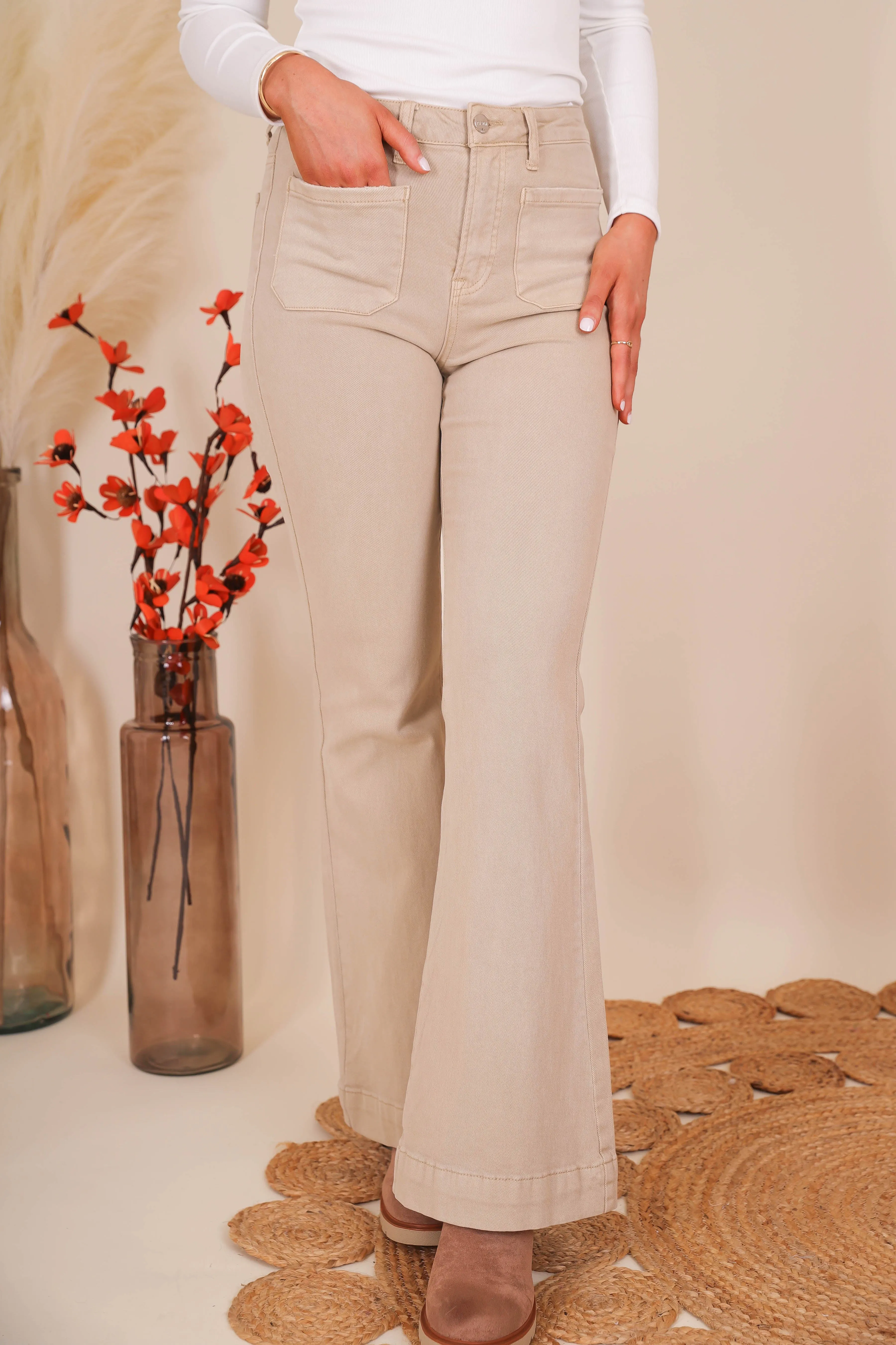 Packable design Casual Chic Totally Far Out Flares-Khaki