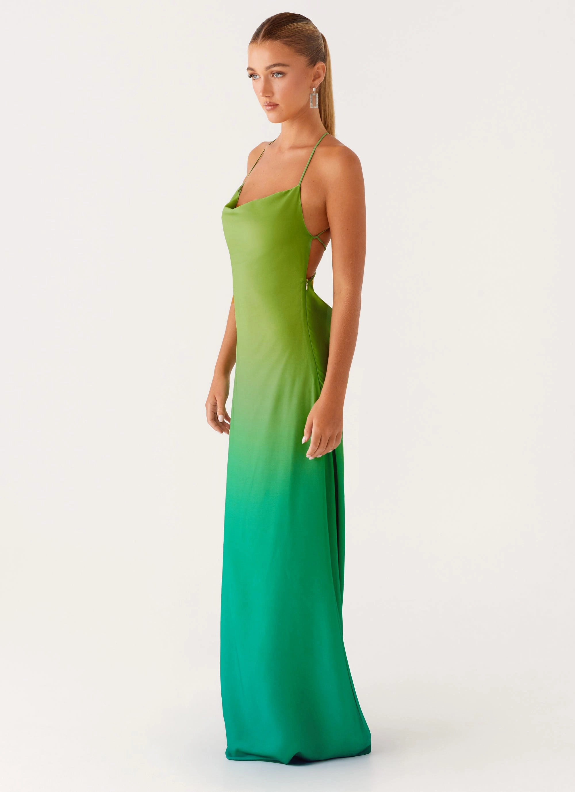 Opposites Attract Maxi Dress - Green Ombre Sharp Motion Airy Weave