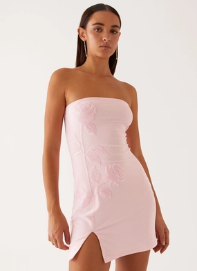 Polished Details Enora Beaded Mini Dress - Baby Pink