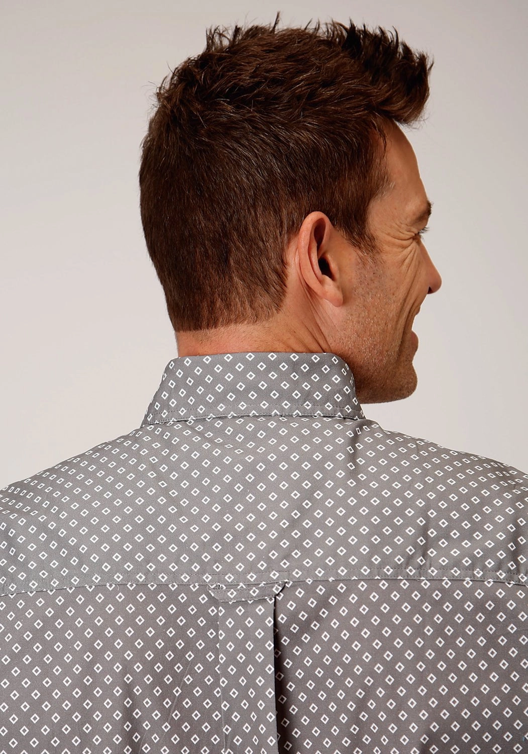 Country Charm Roper Mens Grey Cotton Blend 1 Pocket BD S/S Shirt