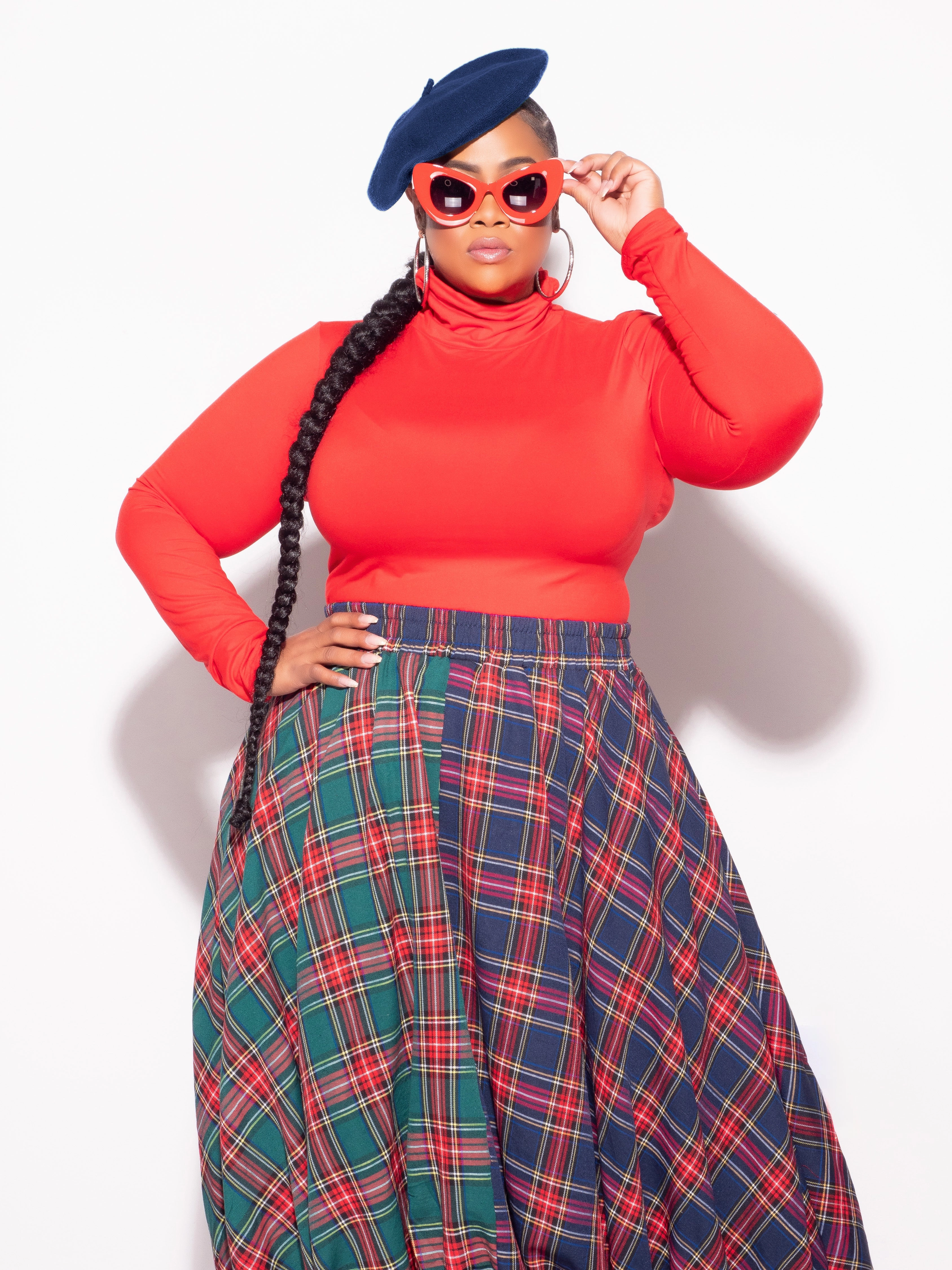Final Sale Plus Size Turtleneck in Red Neutral Style
