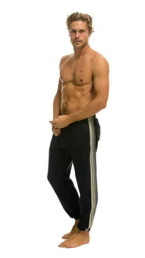 Aviator Nation Men's 5 Stripe Sweatpants Charcoal/Grey Stretch Fit