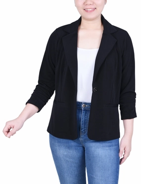 Petite 3/4 Sleeve Knit Ottoman Jacket OdorControl AdjustableCuffSystem