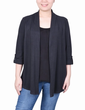 Non Chafing Side Seams SoftTouchFinish Petite 3/4 Sleeve Two In One Top