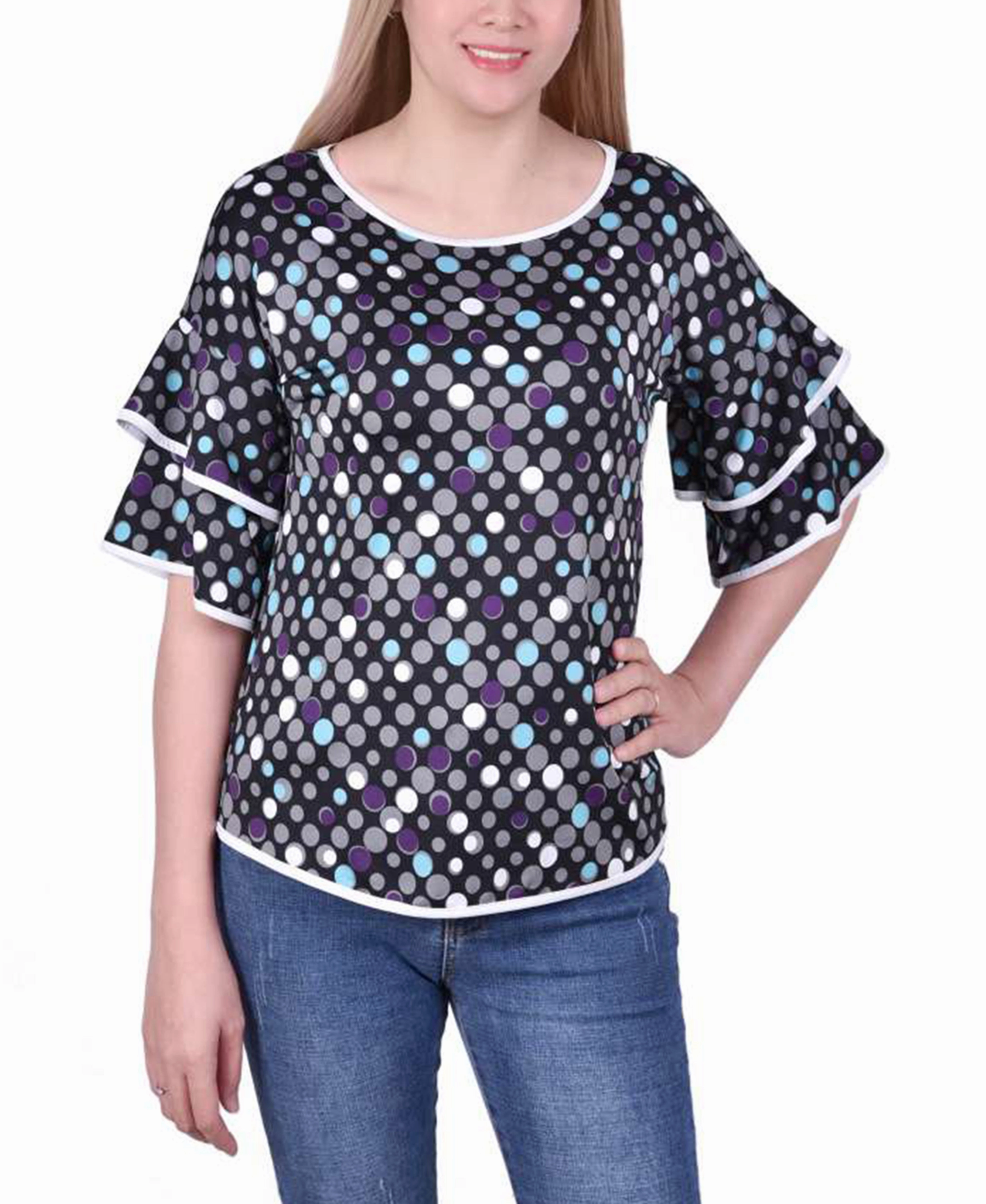 UV protection coating Petite Double Layer Elbow Sleeve Top