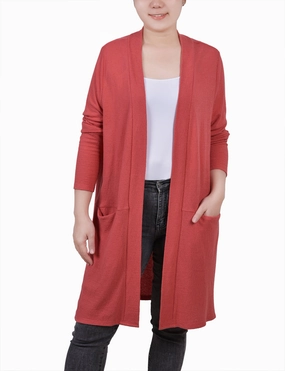 Petite Knee Length Cardigan FrictionResistant Fabric HighDensity Knit