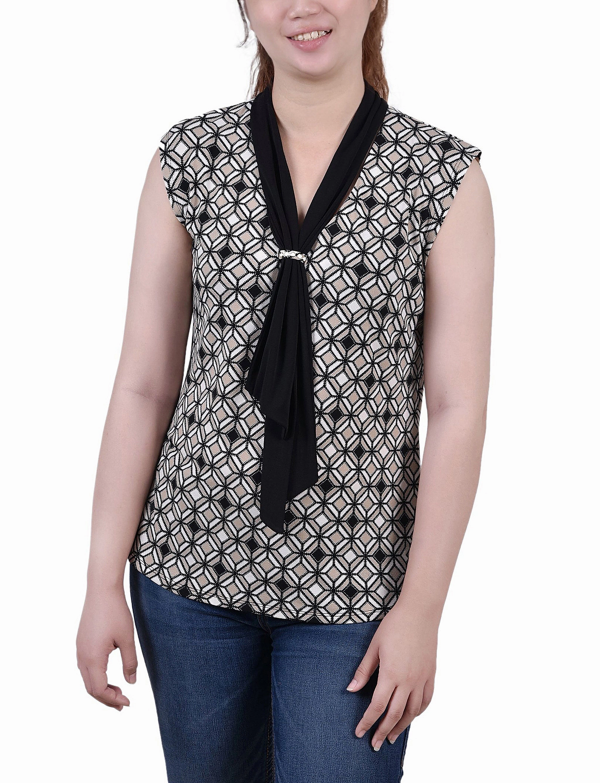 Petite Sleeveless Scarf Top ElasticEdgeBinding