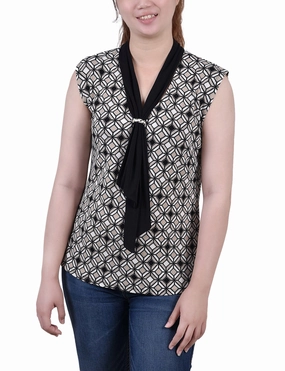 Petite Sleeveless Scarf Top ElasticEdgeBinding