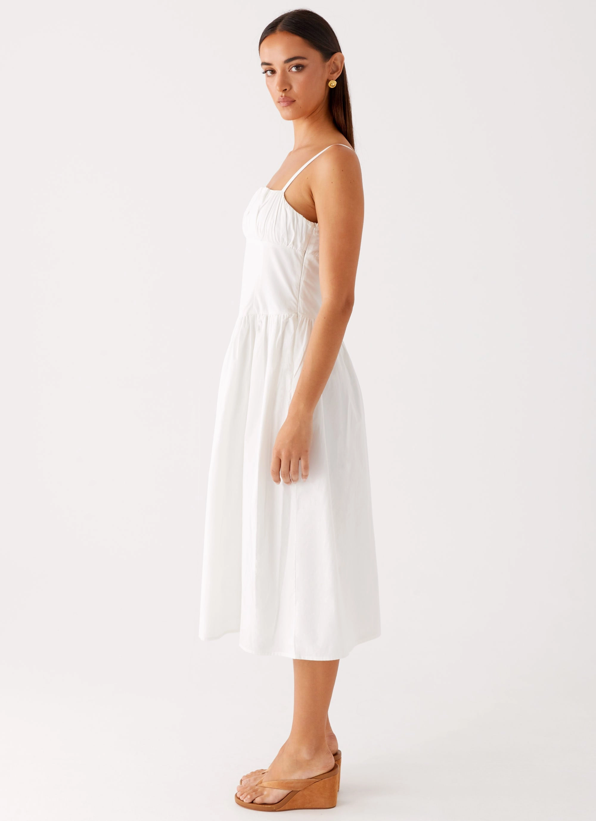Textured Look Phillipa Midi Dress - White