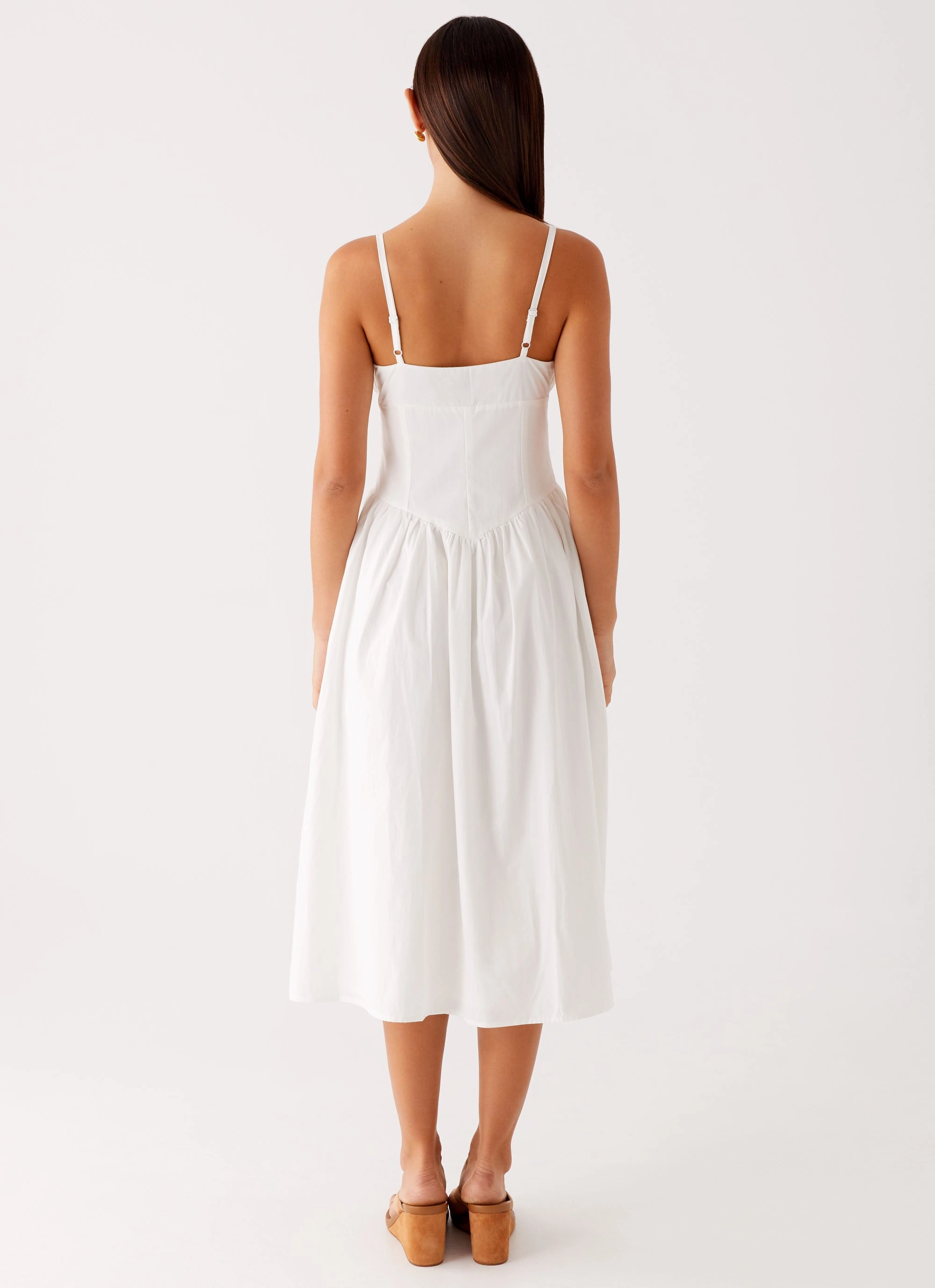 Basic Cool Relaxed Comfort Look Phillipa Midi Dress - White