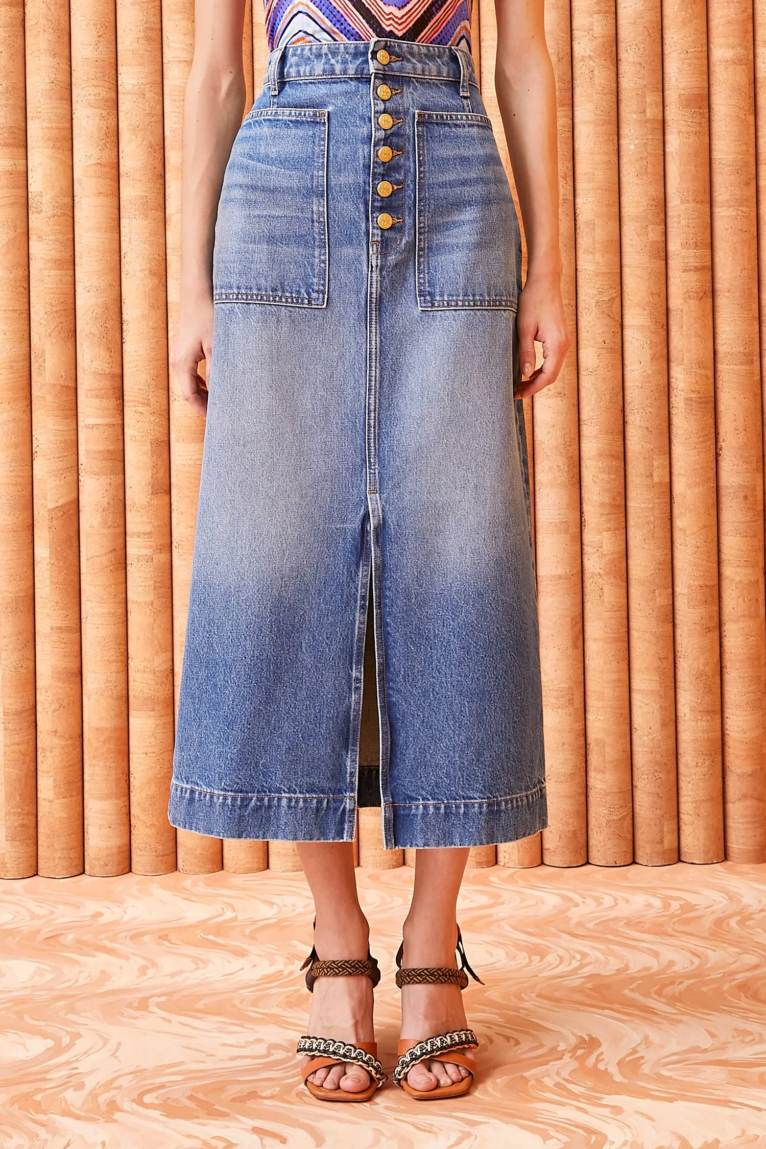 Tailored Silhouette Ulla Johnson Bea Denim Skirt