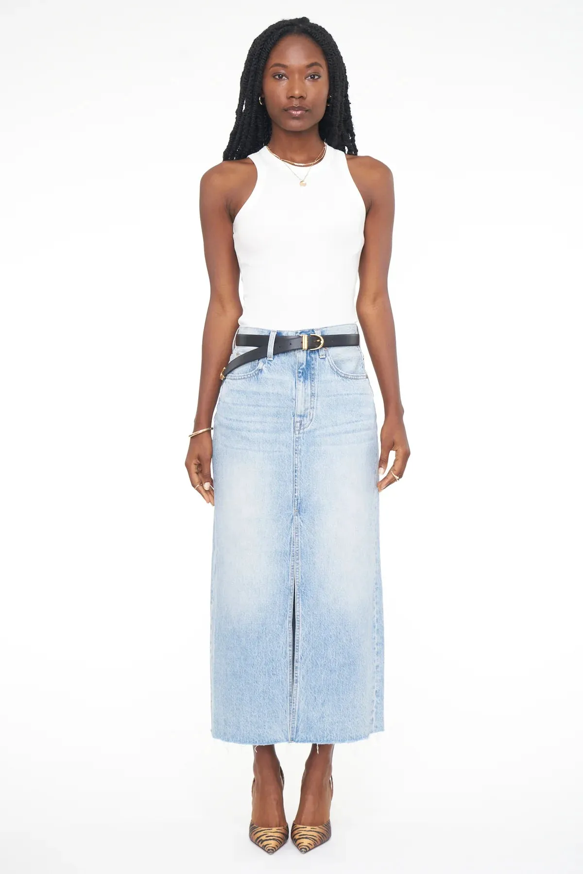 Sport Flex Adaptive Fit Pistola Alice Midi Denim Skirt - Brooklyn