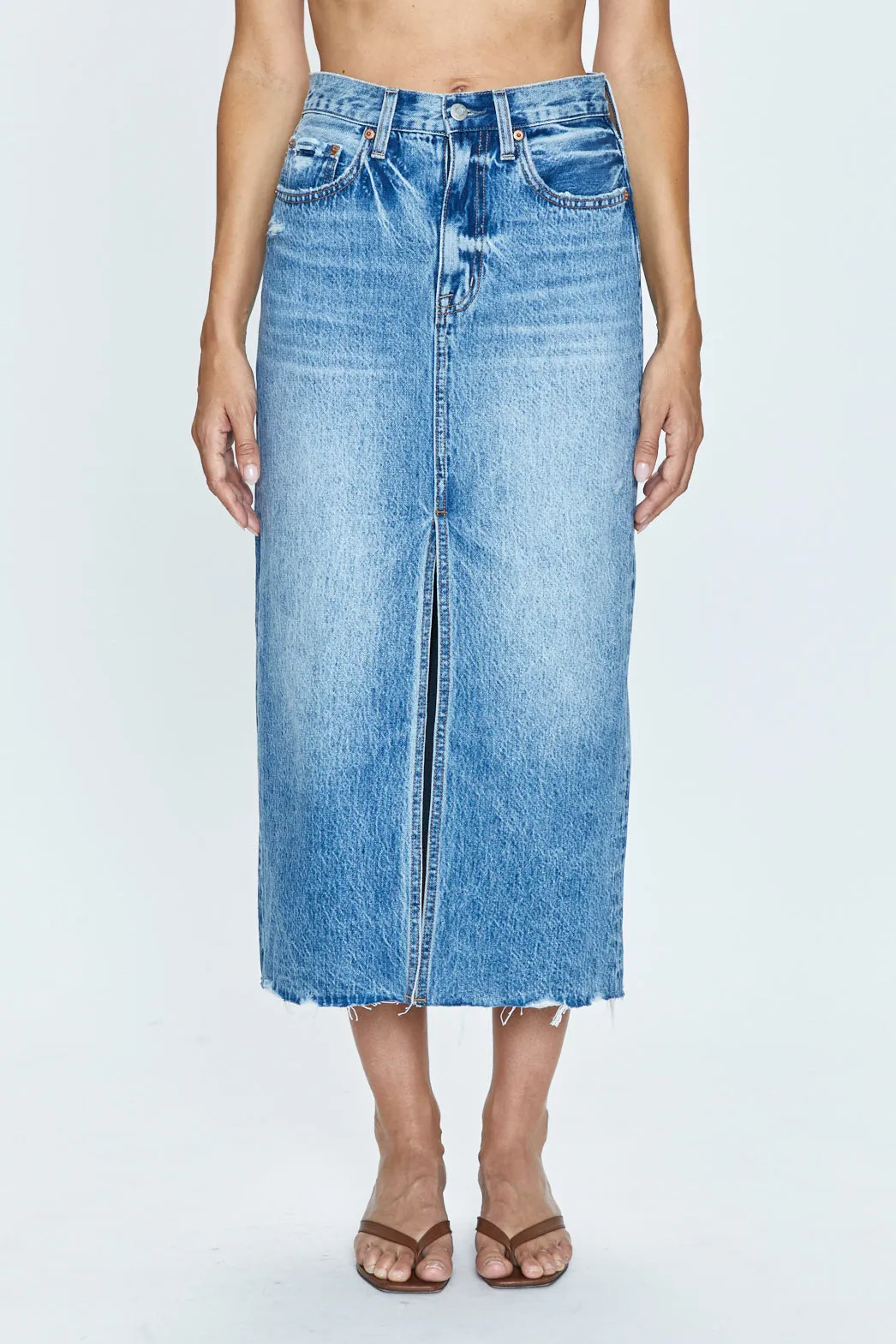 Pistola Alice Midi Denim Skirt - Portrait Vintage Casual Comfort Wear