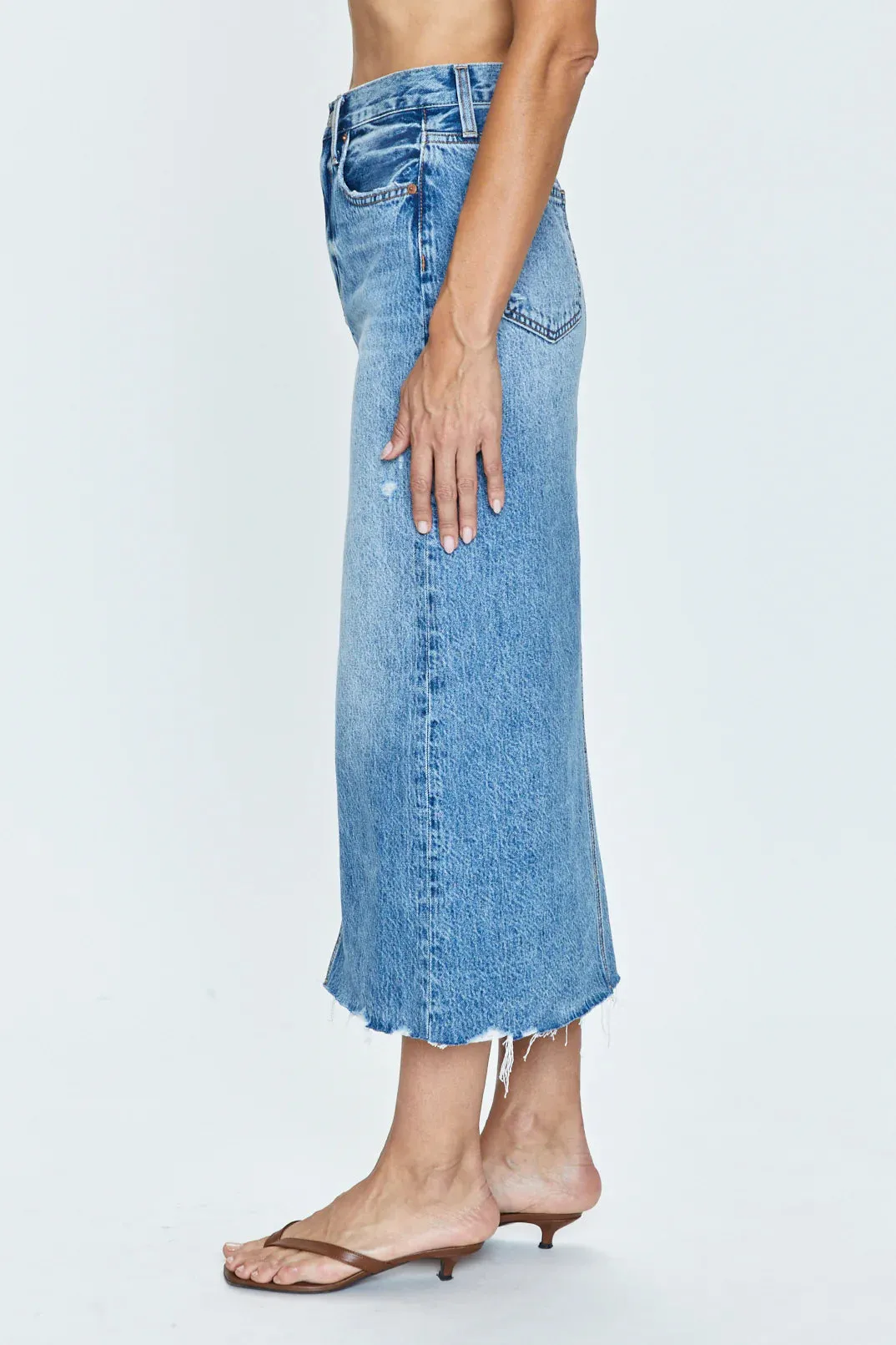Pistola Alice Midi Denim Skirt - Portrait Vintage Sport Ready Breathable Stretch