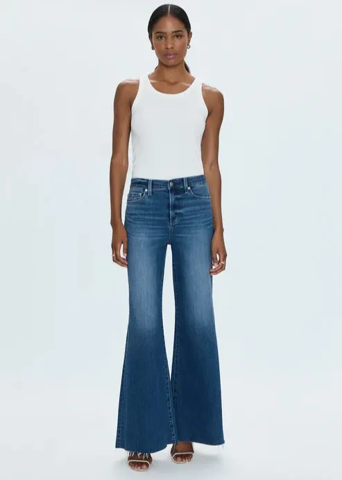 Pistola Izzy Mid Rise Wide Jean - Study Low Maintenance Denim Sharp Finish