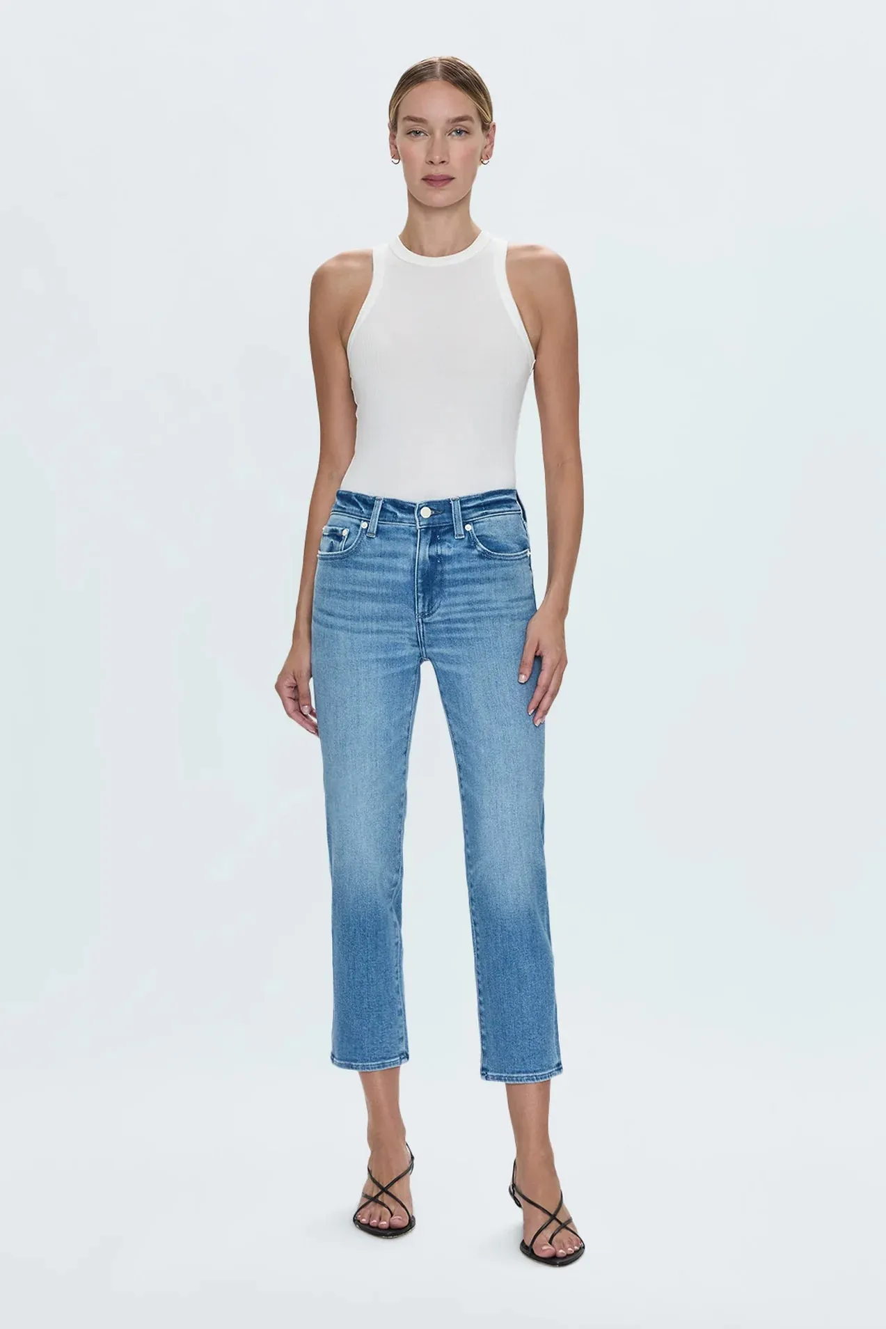 Pistola Monroe Crop High Rise Cigarette - Hill All Round Piece Lightweight Denim Blend