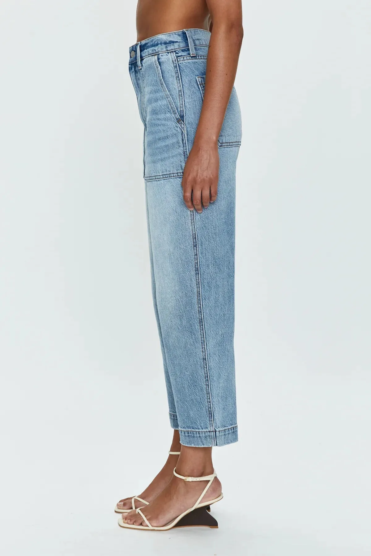 Work Friendly Pistola Turner High Rise Barrel Leg Jeans -PROVENCE