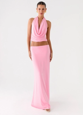 Layered Structure Smart Fit Ashi Maxi Skirt - Pink