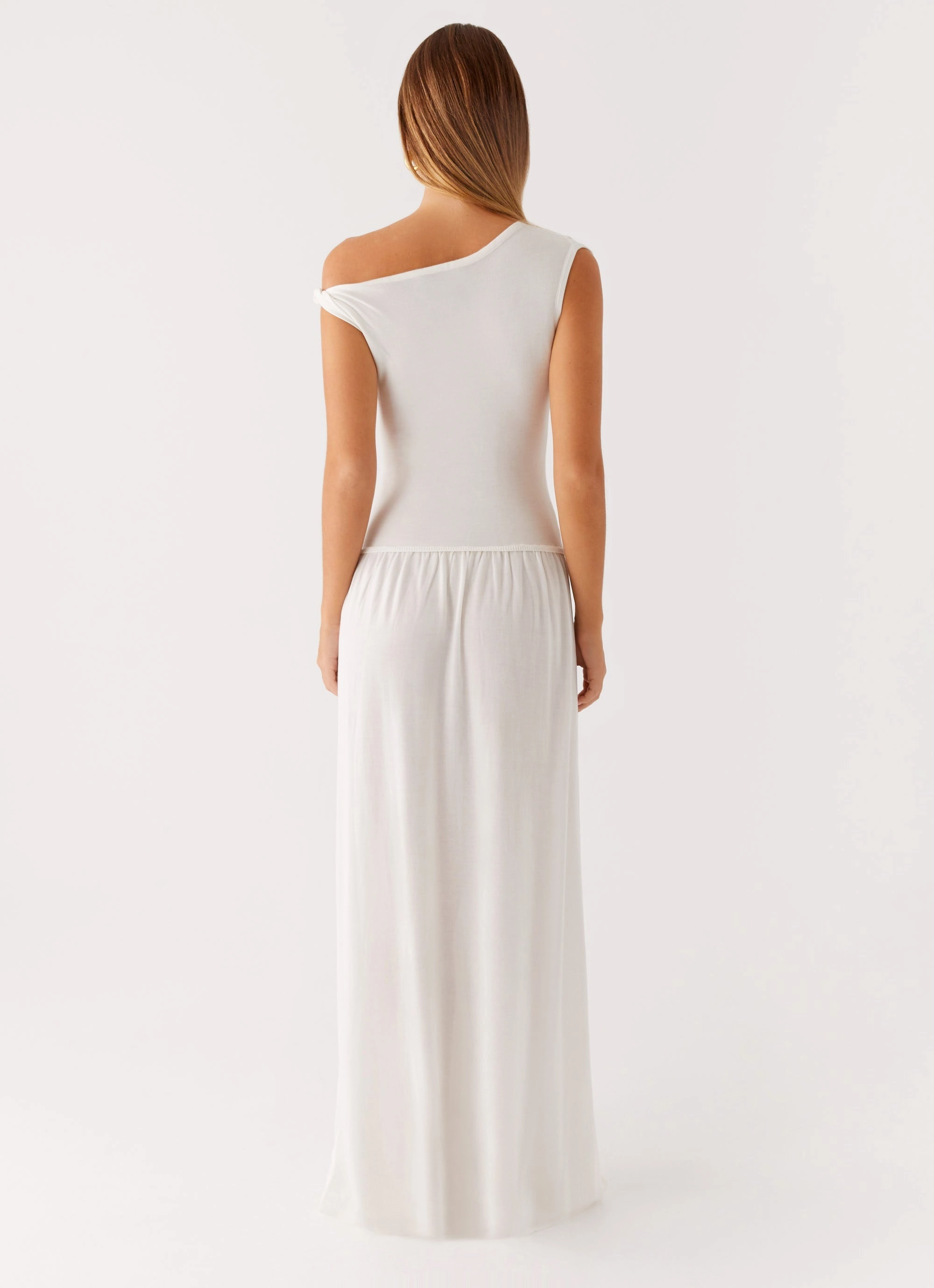 Ardella One Shoulder Maxi Dress - Ivory Fitted Look