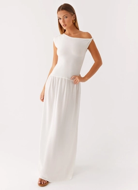 foldable Organic-Fabric Ardella One Shoulder Maxi Dress - Ivory