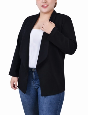 Plus Size 3/4 Sleeve Ponte Jacket Breathable Underarm Gussets