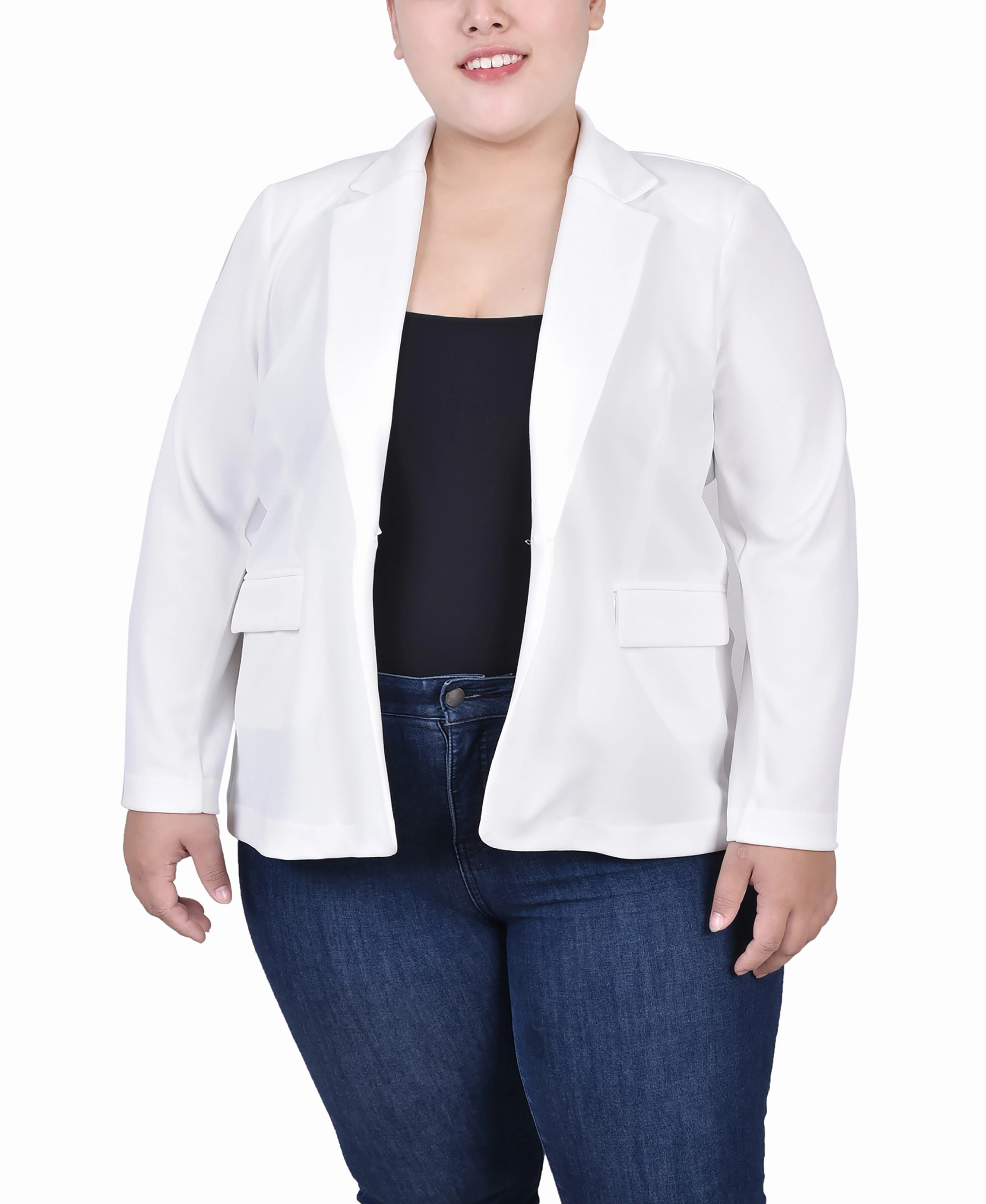Anti Static Weave Technology Plus Size Long Sleeve Scuba Crepe Jacket