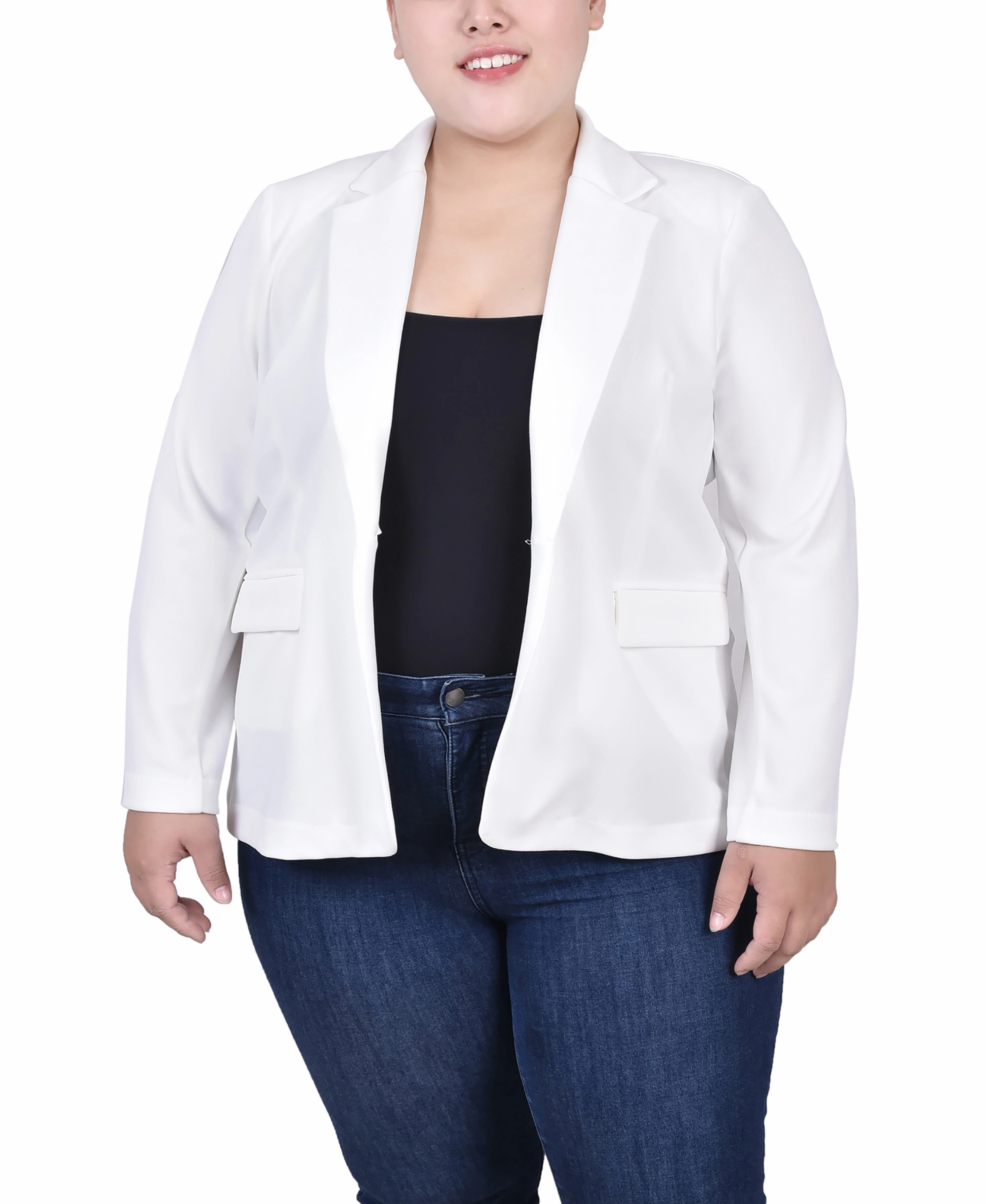 Contemporary Cut NonIrritatingStitching Plus Size Long Sleeve Scuba Crepe Jacket