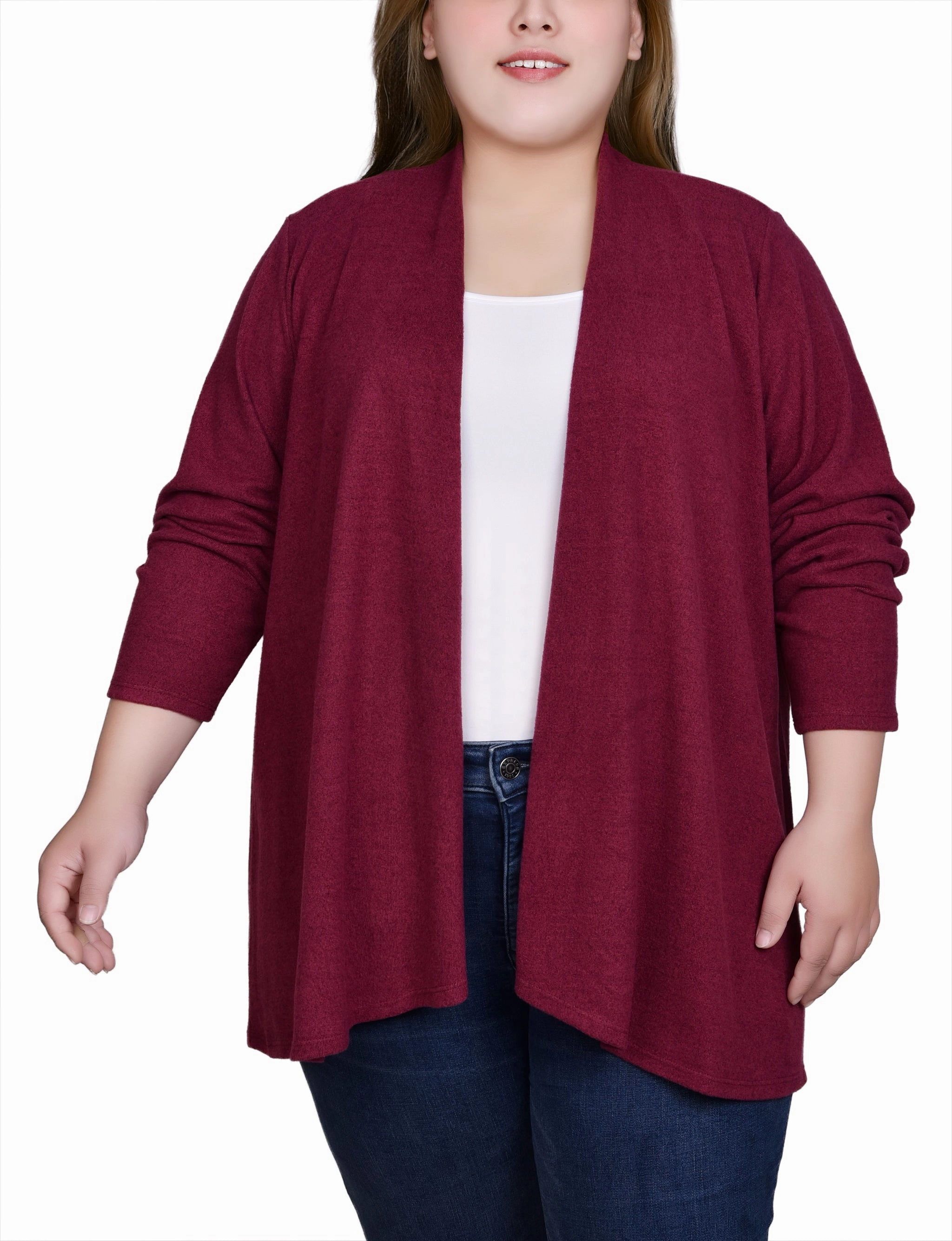 Plus Size Long Sleeve Swing Cardigan SmoothZipper