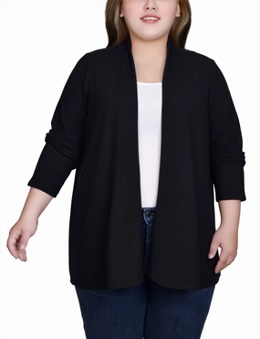 Plus Size Long Sleeve Swing Cardigan Reflective Safety Trim