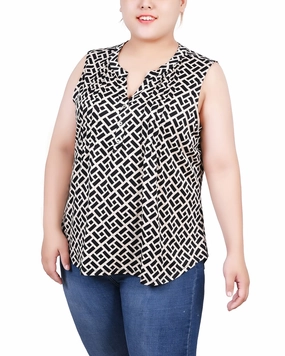 Plus Size Sleeveless Knit Y Neck Top Eco Friendly Material