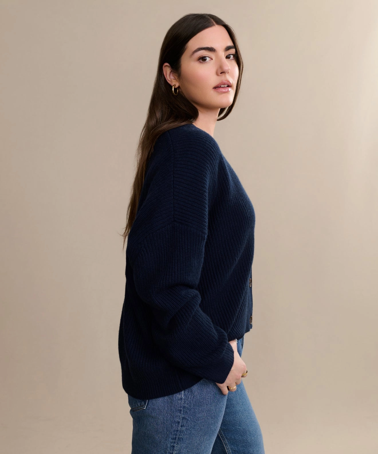 Cropped Cashmere Cocoon Cardigan Low Maintenance Fibers AntiPilling Treatment