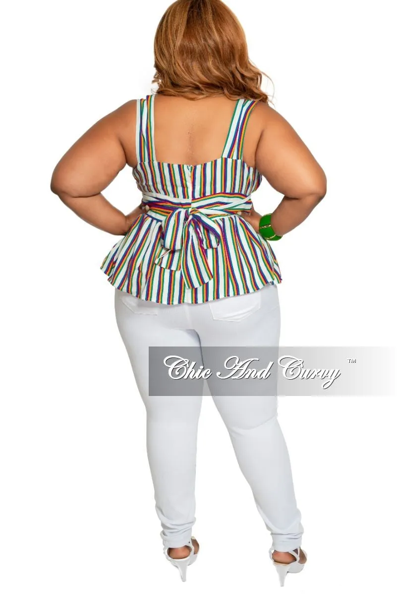 Final Sale Plus Size Distressed Jeans in White Layered Panel Design