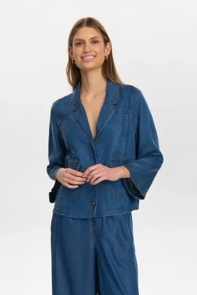 NUMIAMI SHIRT - Medium Blue Denim Effortless Layer WindproofDesign