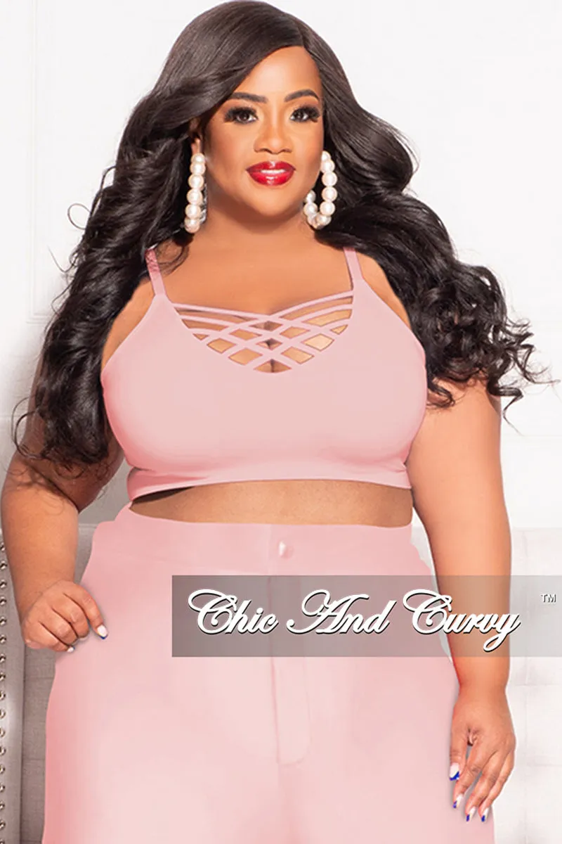 Convertible legs *-Final Sale Plus Size Spaghetti Strap Triple Criss Cross Front Bralette in Pink