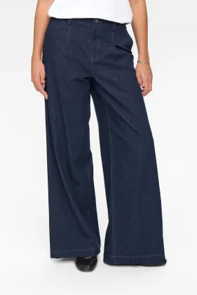 Trend Setter Smart Casual Classic Wear Date Night Sustainable NUBELIS DENIM LONG PANTS  - Dark Blue Denim