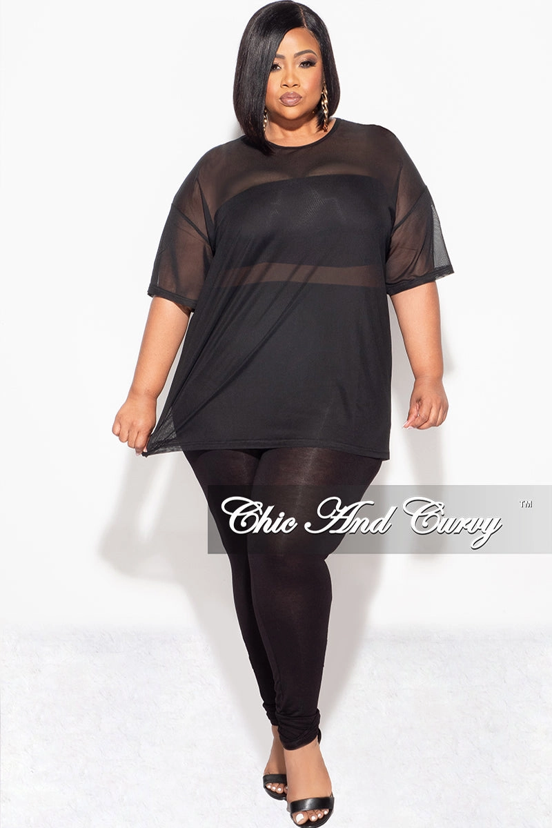 Final Sale Plus Size 3pc Set Mesh Top, Bandeau & Leggings with Briefs in Black Fresh Fit QuickReleaseBuckle