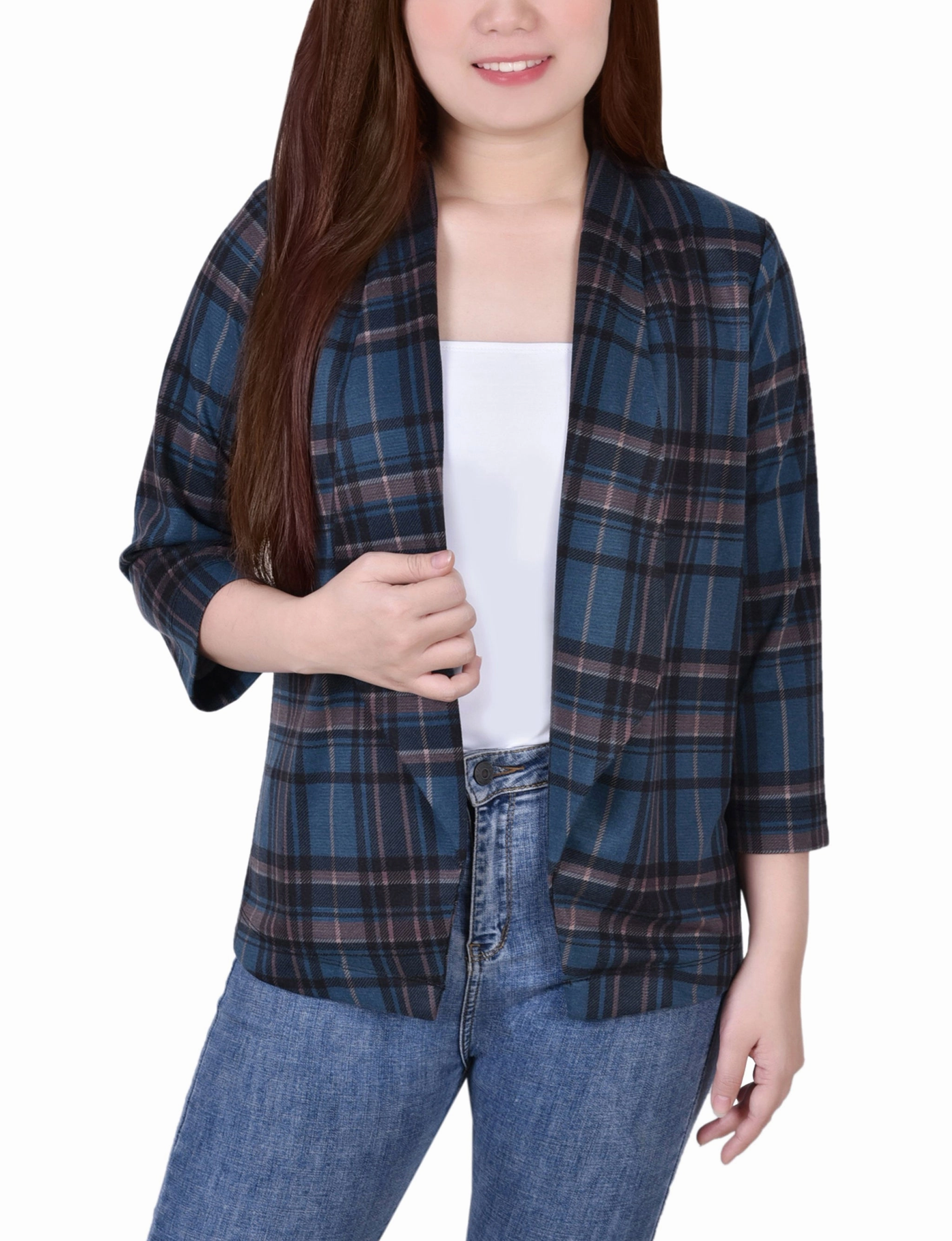 FrayResistant Fabric Ultrasoft Inner Lining 3/4 Sleeve Ponte Jacket