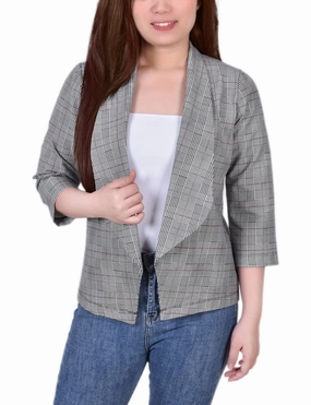 3/4 Sleeve Ponte Jacket Breathable Hoodie Classic Crew Neck