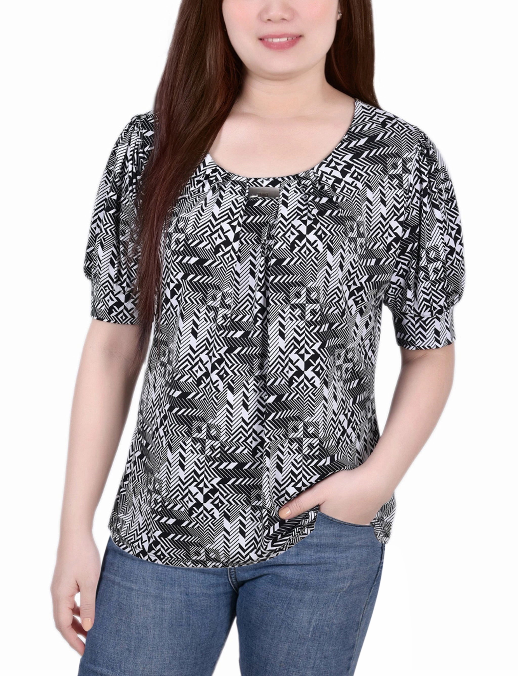 Short Sleeve Balloon Sleeve Top Comfy Cardigan Biodegradable Fiber Composition