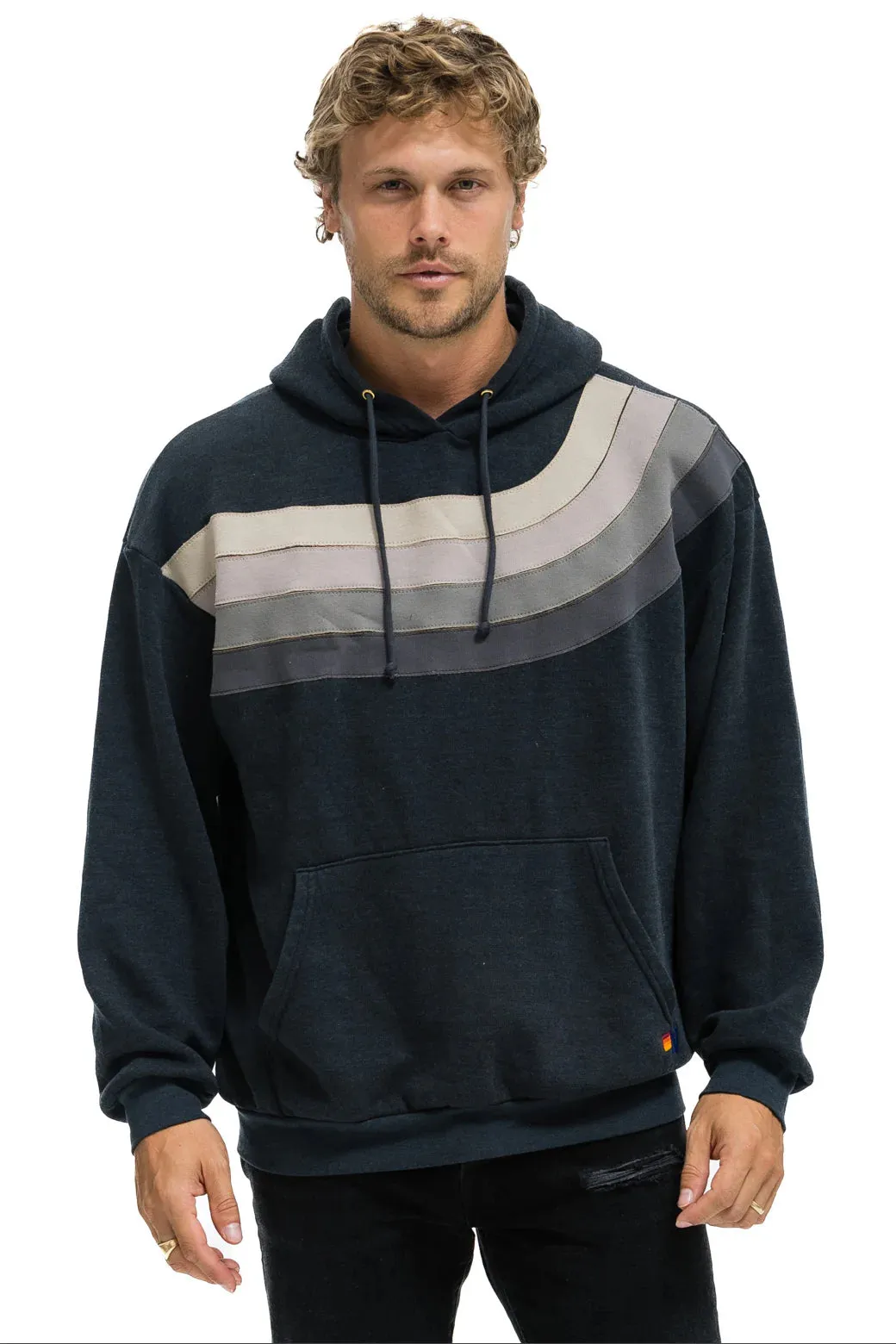 BondedEdges Aviator Nation Wave Stripe Hoodie Charcoal