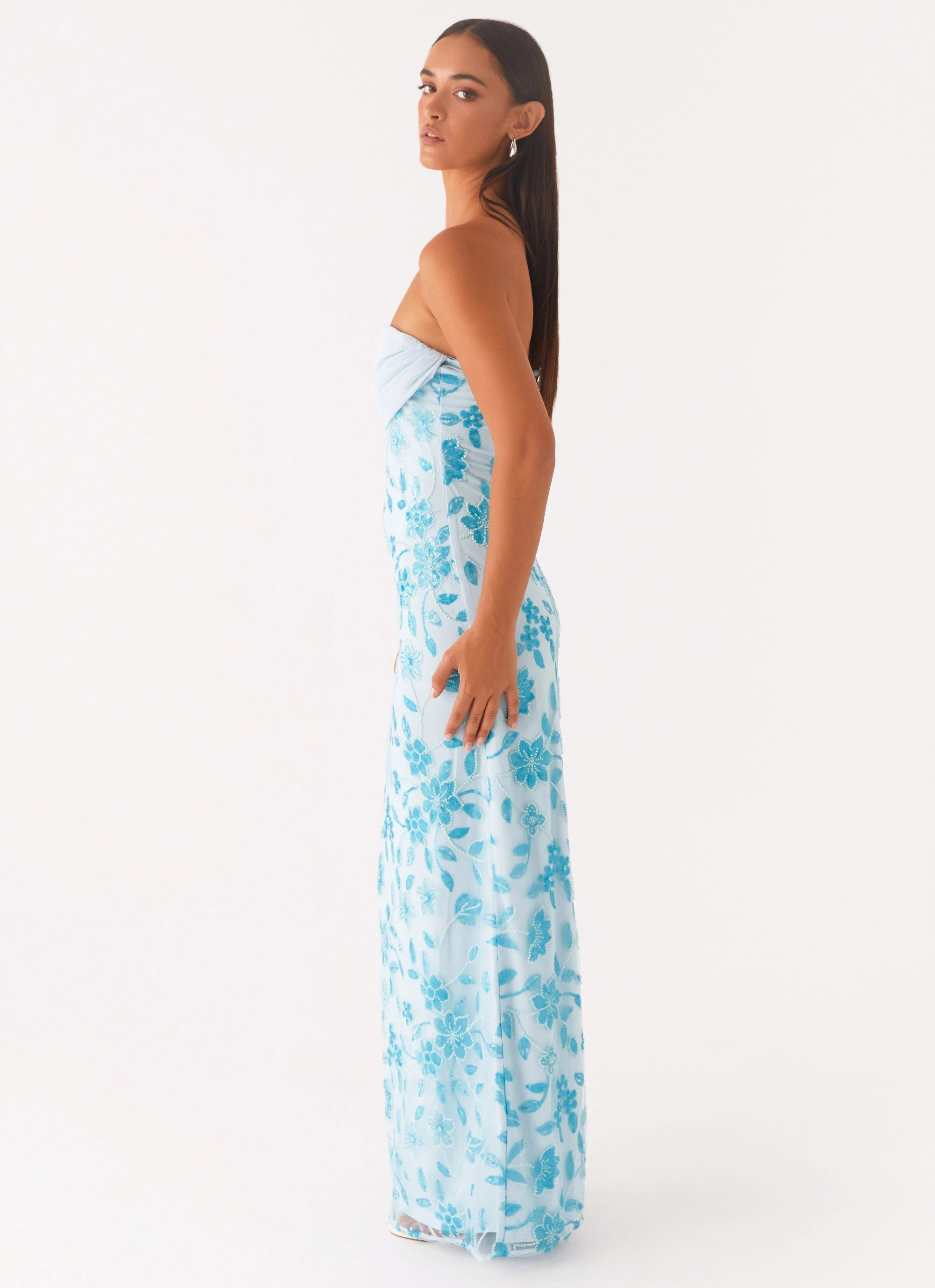 Radiant Mood TearResistantFabric Prism Beaded Maxi Dress - Blue