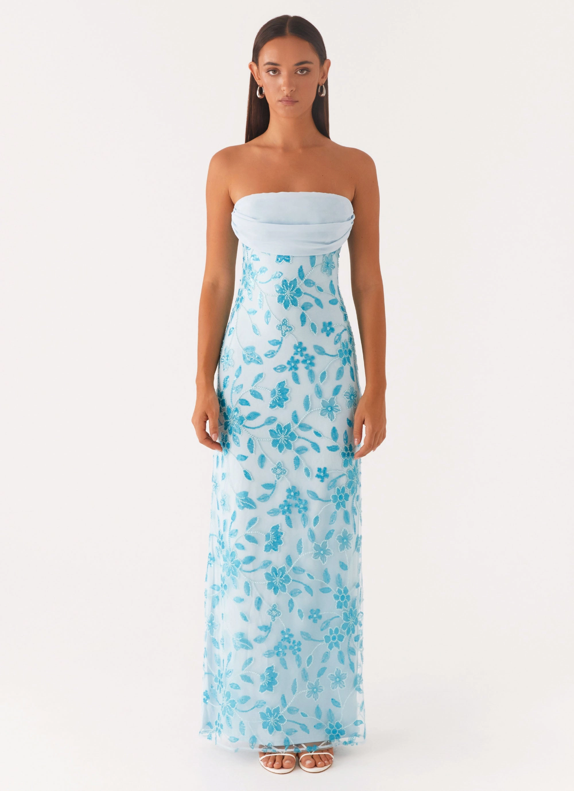 Pure Piece Office Layer Prism Beaded Maxi Dress - Blue